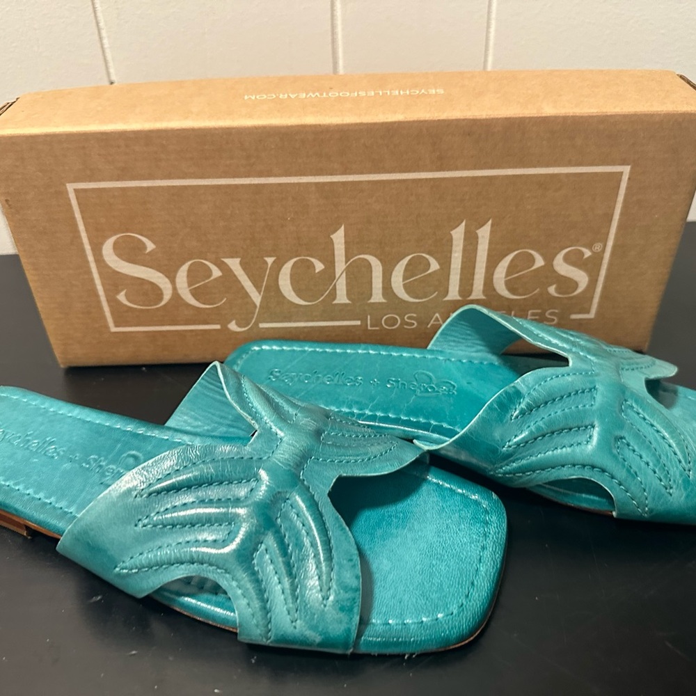 Seychelles Blue Quilted Sandals